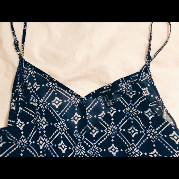 SALE Blue and White Patterned Dress - Picture 3 of 4